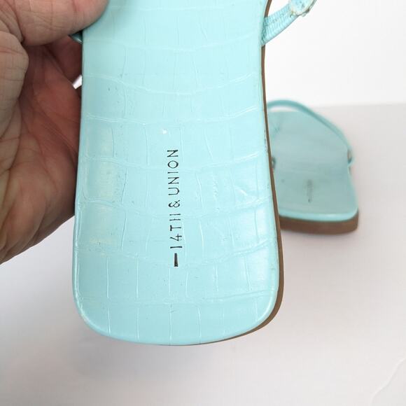 14th & Union Womens Shoes Cece Light Blue Croco Flat Sandals Size 7.5 - Picture 8 of 9